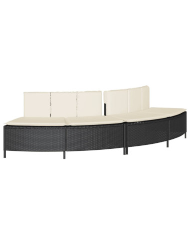 Panche Vasca Idromassaggio con Cuscini 2pz in Polyrattan Nero
