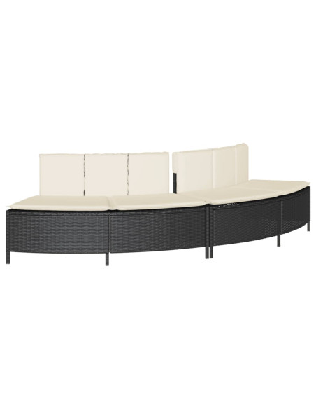 Panche Vasca Idromassaggio con Cuscini 2pz in Polyrattan Nero