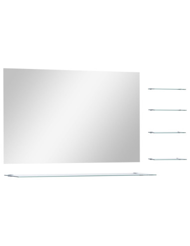 Specchio da Parete con 5 Mensole Argento 100x60 cm