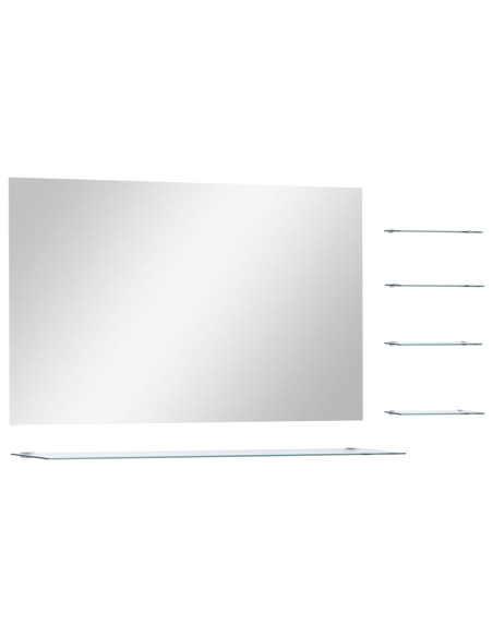 Specchio da Parete con 5 Mensole Argento 100x60 cm