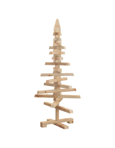 Albero di Natale Decorativo in Legno 90 cm Legno Massello Pino