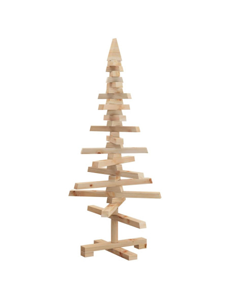 Albero di Natale Decorativo in Legno 90 cm Legno Massello Pino