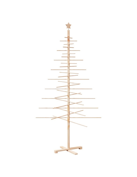 Albero di Natale Decorativo in Legno 210 cm Legno Massello Pino