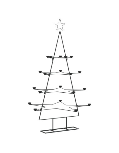 Albero di Natale Decorativo in Metallo Nero 140 cm