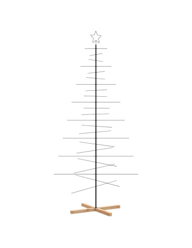 Albero di Natale in Metallo con Base in Legno Nero 210 cm