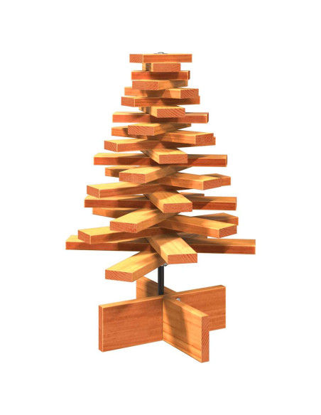 Albero di Natale Marrone Cera 60 cm in Legno Massello di Pino