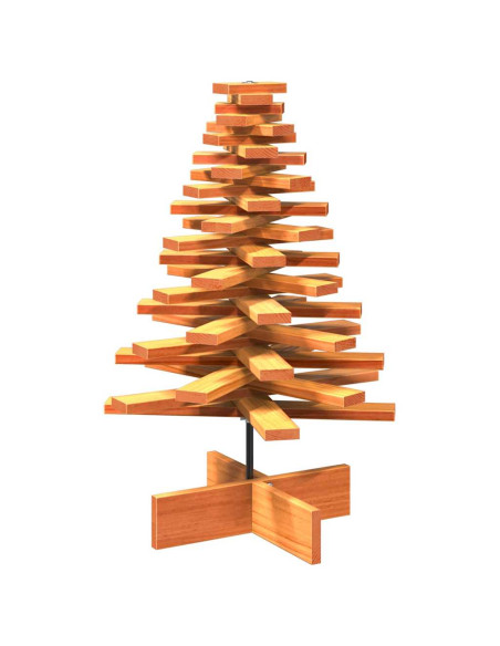 Albero di Natale Marrone Cera 80 cm in Legno Massello di Pino