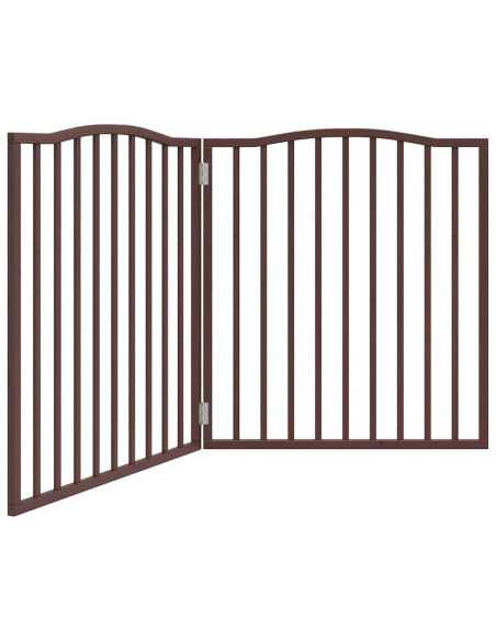 Cancello Cani Pieghevole 2 Pannelli Marrone 160cm Legno Pioppo
