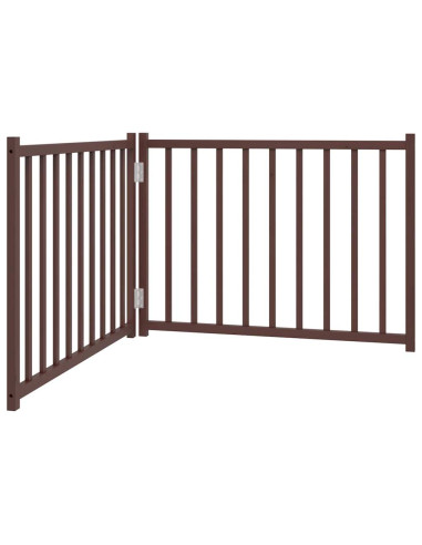 Cancello Cani Pieghevole 2Pannelli Marrone 160cm Massello Abete