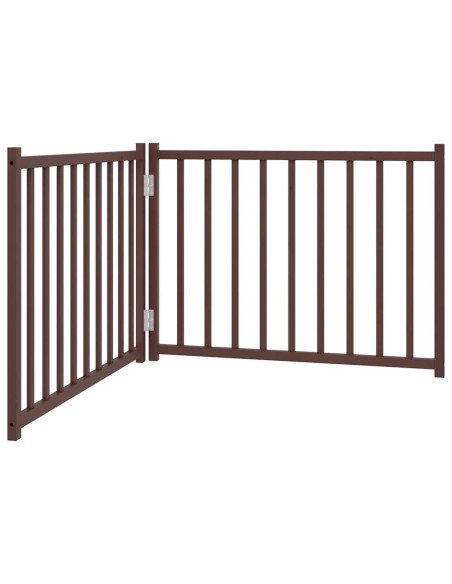 Cancello Cani Pieghevole 2Pannelli Marrone 160cm Massello Abete