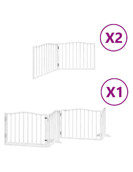 Cancello Cani Porta Pieghevole Bianco 12 Pannelli 640 cm Pioppo