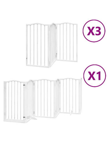 Cancello Cani Porta Pieghevole Bianco 15 Pannelli 750 cm Pioppo