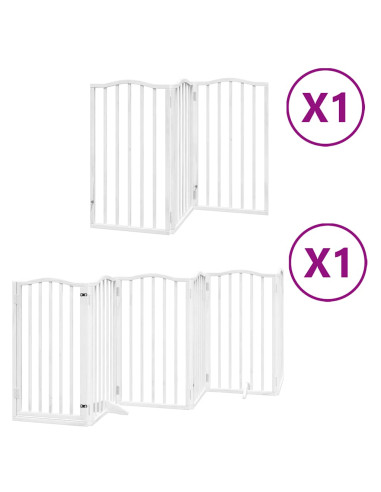 Cancello Cani Porta Pieghevole Bianco 9 Pannelli 450 cm Pioppo