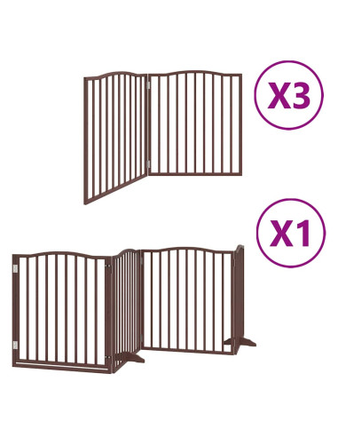 Cancello Cani Porta Pieghevole Marrone 10 Pannelli 800cm Pioppo