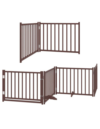 Cancello Cani Porta Pieghevole Marrone 10 Pannelli 800cm Pioppo