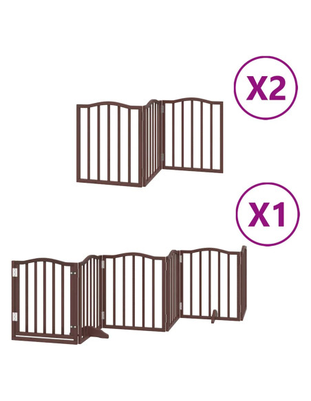 Cancello Cani Porta Pieghevole Marrone 12 Pannelli 600cm Pioppo