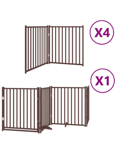 Cancello Cani Porta Pieghevole Marrone 12 Pannelli 960cm Pioppo