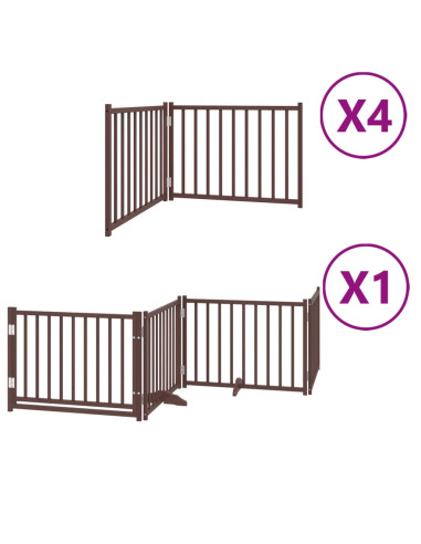 Cancello Cani Porta Pieghevole Marrone 12 Pannelli 960cm Pioppo
