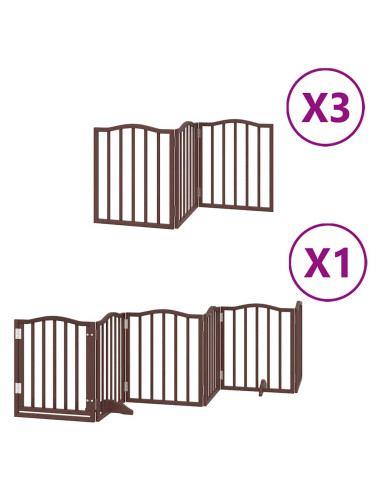 Cancello Cani Porta Pieghevole Marrone 15 Pannelli 750cm Pioppo