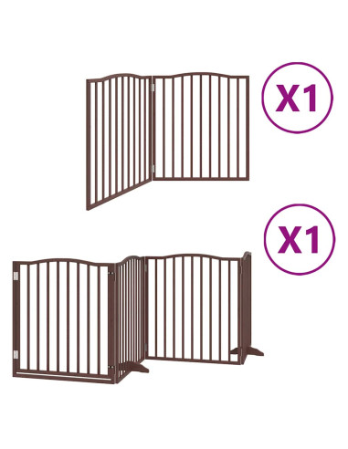 Cancello Cani Porta Pieghevole Marrone 6 Pannelli 480cm Pioppo