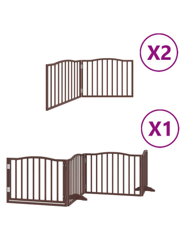 Cancello Cani Porta Pieghevole Marrone 8 Pannelli 640cm Pioppo