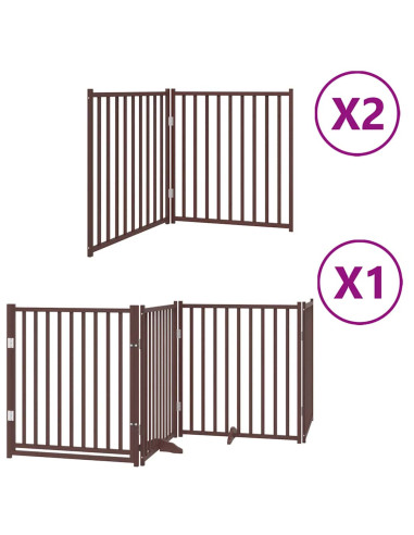 Cancello Cani Porta Pieghevole Marrone 8 Pannelli 640cm Pioppo