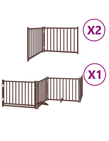 Cancello Cani Porta Pieghevole Marrone 8 Pannelli 640cm Pioppo