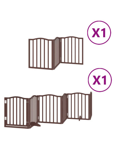 Cancello Cani Porta Pieghevole Marrone 9 Pannelli 450cm Pioppo