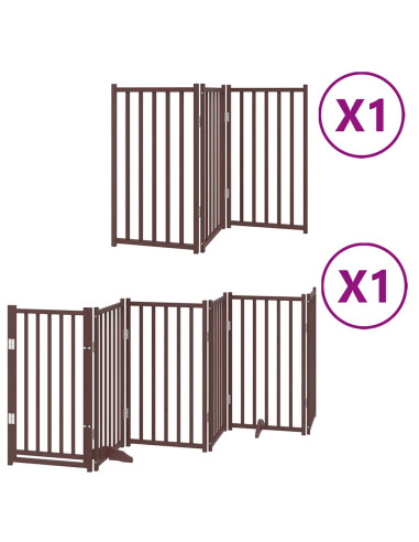 Cancello Cani Porta Pieghevole Marrone 9 Pannelli 450cm Pioppo