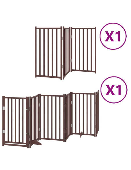 Cancello Cani Porta Pieghevole Marrone 9 Pannelli 450cm Pioppo