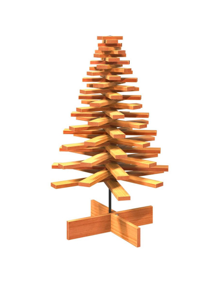 Albero di Natale Marrone Cera 100 cm in Legno Massello di Pino