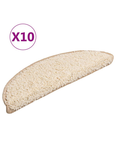 Tappetini per scale 10 pz 56x17x3 cm Crema Semicircolari