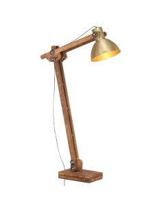 Lampada da Pavimento Ottone in Legno Massello di Mango E27 2