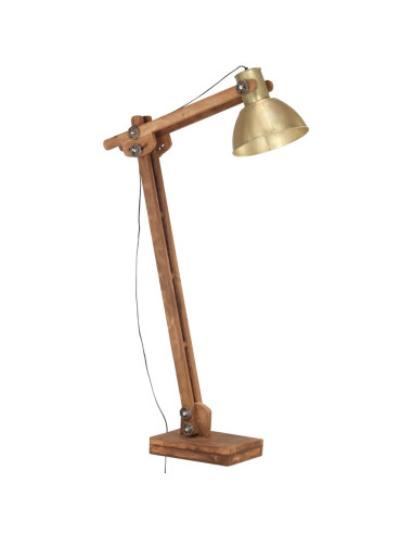 Lampada da Pavimento Ottone in Legno Massello di Mango E27