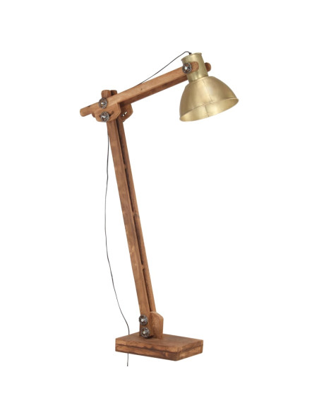 Lampada da Pavimento Ottone in Legno Massello di Mango E27