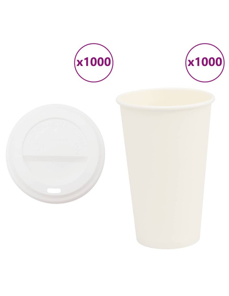 Tazze da Caffè in Carta con Coperchi 1000 pz 16oz 400 ml