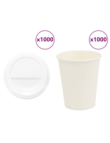 Tazze da Caffè in Carta con Coperchi 1000 pz 8oz 200 ml