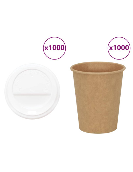 Tazze da Caffè in Carta con Coperchi 1000 pz 8oz 200 ml