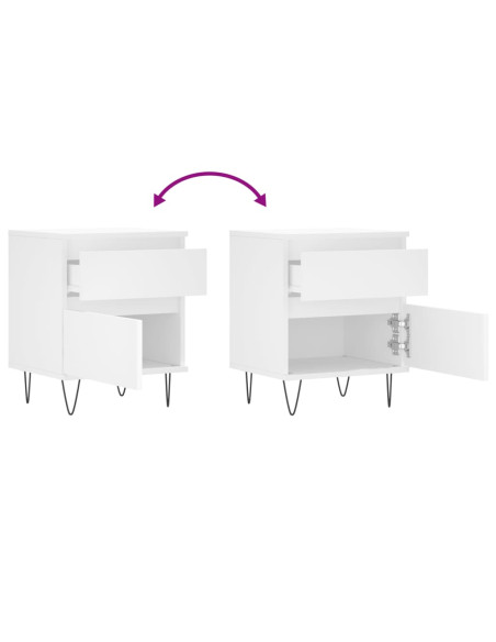 Comodini 2pz Bianchi 40x35x50 cm in Legno Multistrato