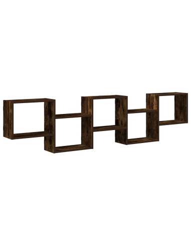 Mensola a Cubo da Parete 5 Scomparti in Truciolato Rovere Fumo