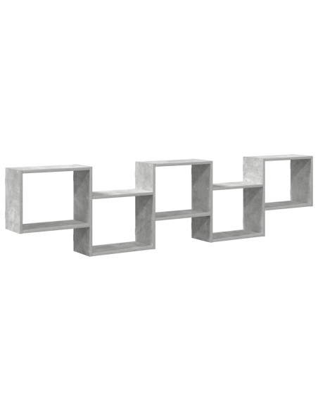 Mensola a Cubo da Parete 5 Scomparti Truciolato Grigio Cemento