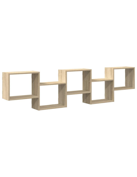 Mensola a Cubo da Parete 5 Scomparti Truciolato Rovere Sonoma