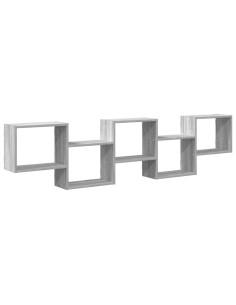 Mensola a Cubo da Parete 5 Scomparti Truciolato Sonoma Grigio