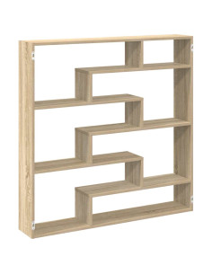Mensola a Cubo da Parete 7 Scomparti Truciolato Rovere Sonoma