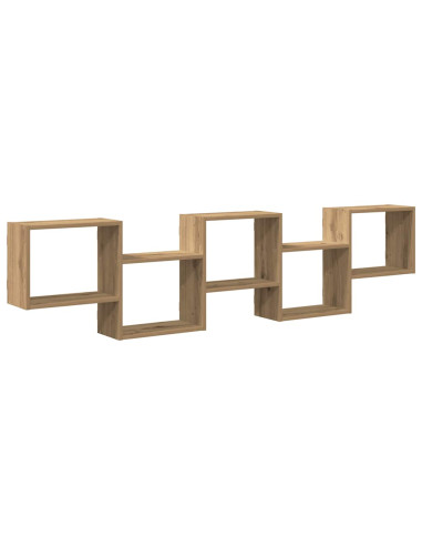 Scaffale Cubo Parete 5 Scomparti Truciolato Rovere Artigianale