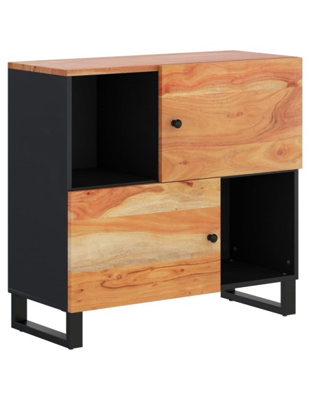 Credenza con 2 Ante 80x33x75 cm in Legno Massello di Acacia