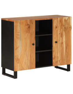 Credenza con 2 Ante 90x33x75 cm in Legno Massello di Acacia