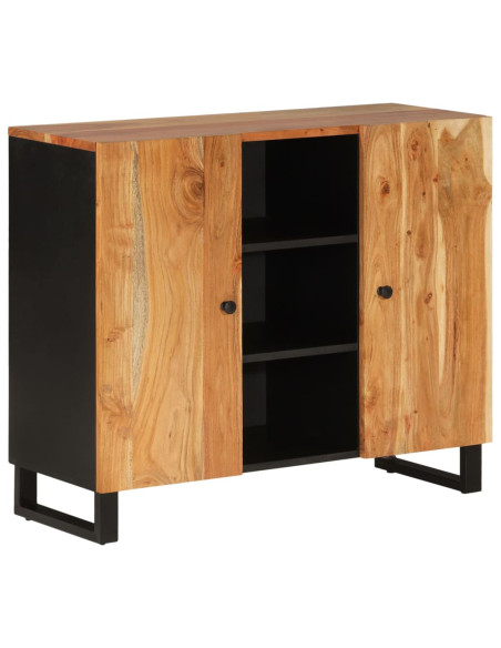 Credenza con 2 Ante 90x33x75 cm in Legno Massello di Acacia