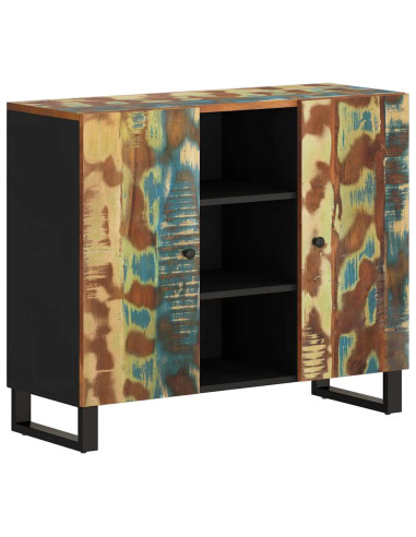 Credenza con 2 Ante 90x33x75 cm in Legno Massello di Recupero