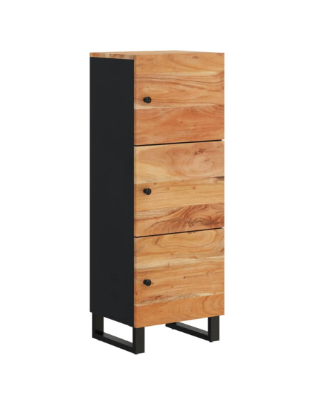 Credenza con 3 Ante 40x33x110 cm Legno Massello Acacia e Ferro